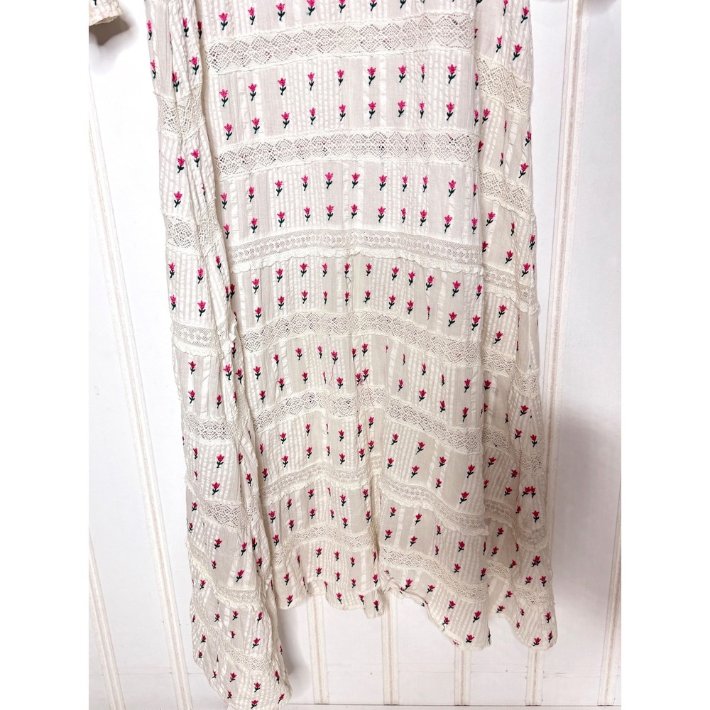 LoveShackFancy Fabiana White Floral Embroidered Lace Cotton Maxi Dress Size 4 - Picture 7 of 10